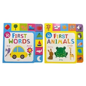 Lot of 2 Baby Books - First Words & First Animals - Board Books